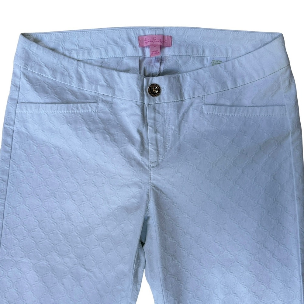 Lily Pulitzer Kelly Skinny Ankle Pants White Womens Size 4 Texture Pattern